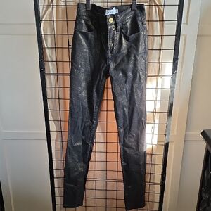 Frame Denim Black and Gold Skinny Jeans Size23
